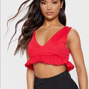 Red crop peplum top
